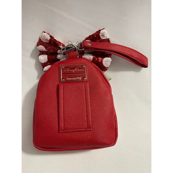 NEW Disney x Loungefly Minnie Mouse Polka Dot Handbag Small Red/White Bow Purse - Picture 2 of 7